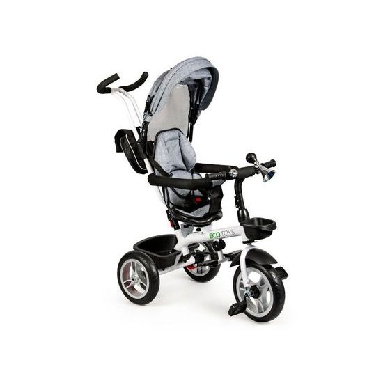 Ecotoys dětská tříkolka s otočným sedadlem 2v1 šedá