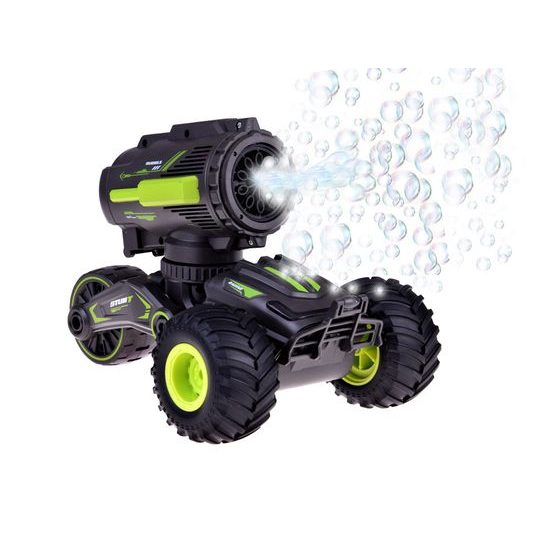 Kaskadérské autíčko na dálkové ovládání s bublifukem Stunt Car - černozelené