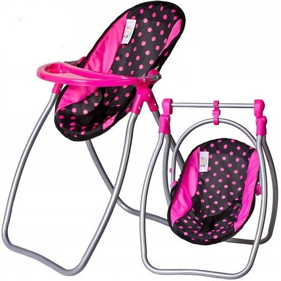 Doris jídelní židlička pro panenku 2v1 černá