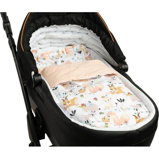 Sada do kočárku Sensillo Velvet s volánky - piknik broskvová