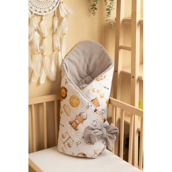 Zavinovačka pro miminka Zvěrokruh, šedá 75x75 cm