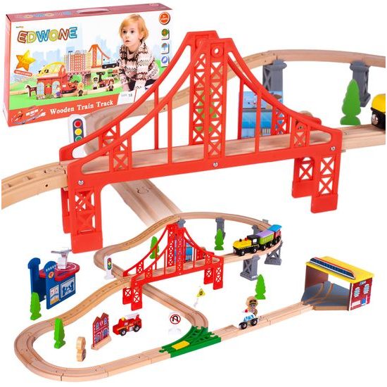 Dřevěná vláčkodráha Wooden Train 70 dílků