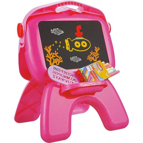 Oboustranná kreslící tabule + fixy, křídy, projektor - růžová