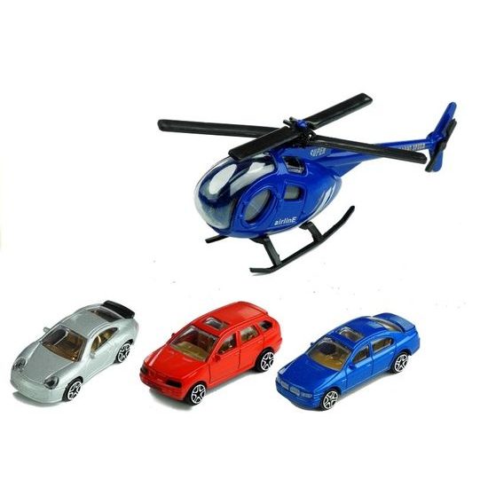 Majlo Toys parkovací garáž s výtahem a helikoptérou + 3 autíčka