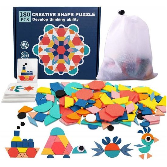Dřevěné puzzle pro děti Tangram Shape 180 dílků
