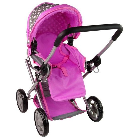 Kočárek pro panenky Alice 9346D kombinovaný šedo-růžový
