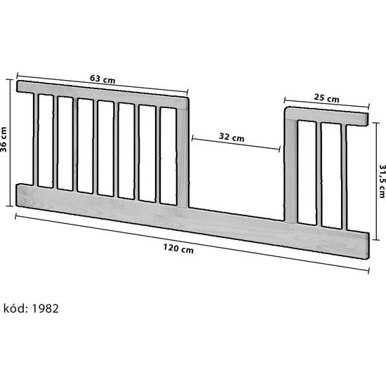 Válendová bočnice k postýlce 120 cm - bílá