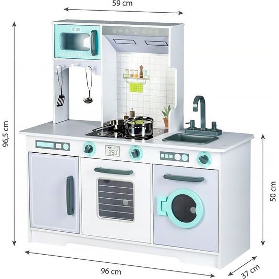 Ecotoys velká dřevěná kuchyňka s příslušenstvím