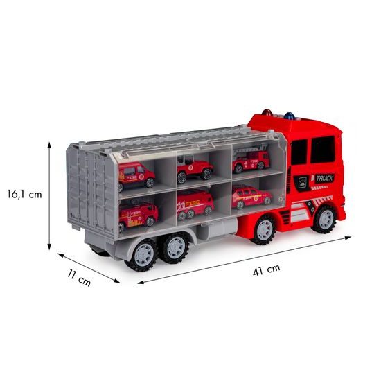 Ecotoys nákladní auto se 6 autíčky, světlem a zvuky Fire Brigade