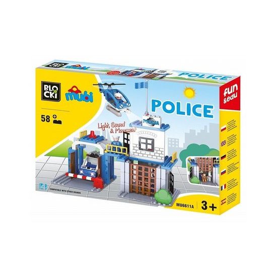Blocki Mubi stavebnice Policejní stanice se světlem a zvukem 58 dílů