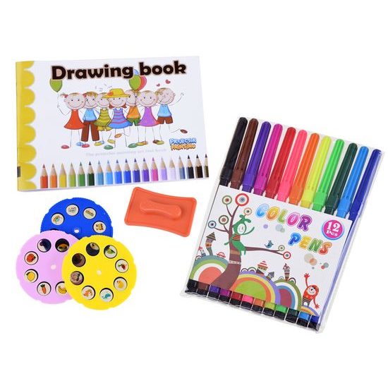 Projektor s kreslící tabulkou a 24 šablonami Žirafa - růžový