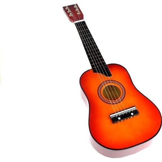 Dětská dřevěná kytara 60 cm s červeným trsátkem