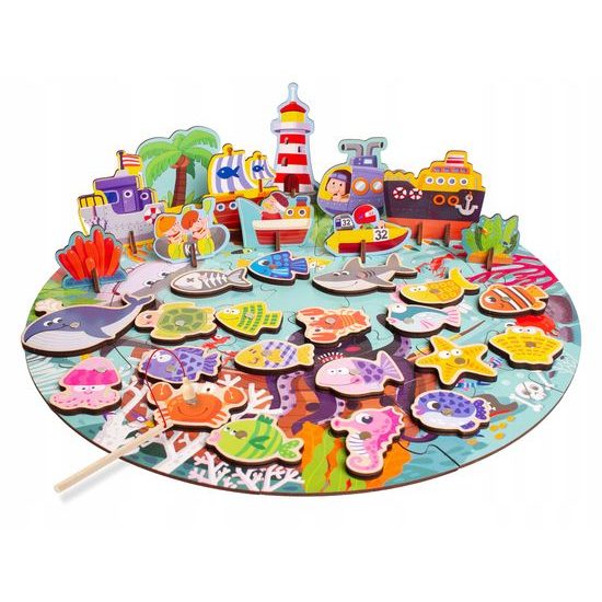 POŠKOZENÝ OBAL Doris dřevěné rybičky na lovení na magnet 20 kusů 3D