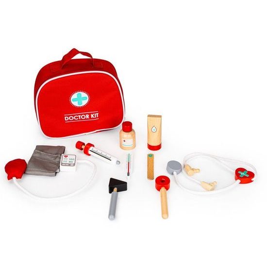 Ecotoys dřevěná souprava Malý doktor 9 součástí