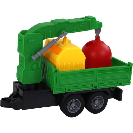 Popelářské auto s přívěsem a doplňky zelené