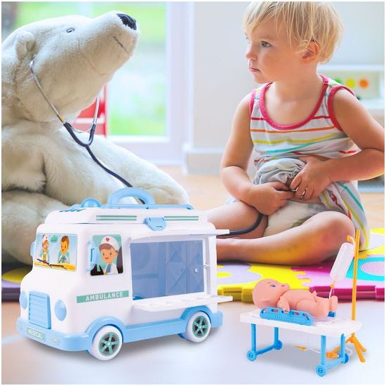 Rozkládací sanitka pro panenku s příslušenstvím Ambulance Car