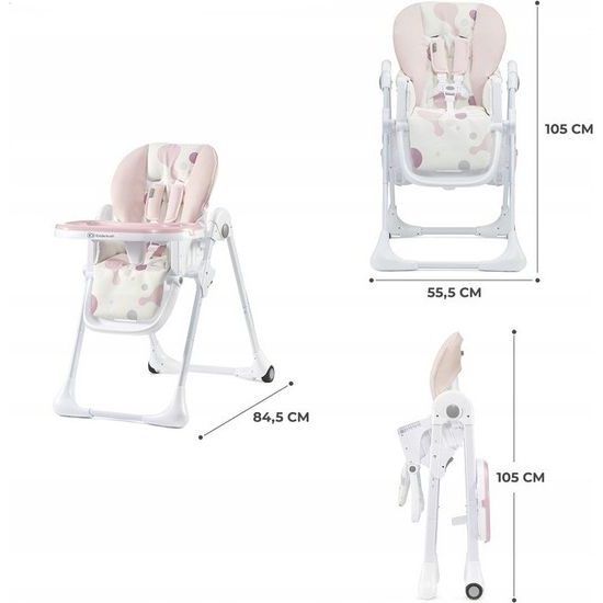Jídelní židlička Kinderkraft Yummy růžová