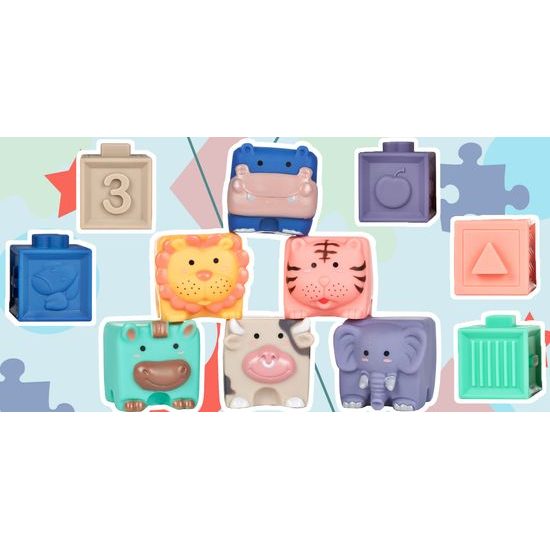 Senzorické kostky pro nejmenší Soft Building Blocks 12 kusů