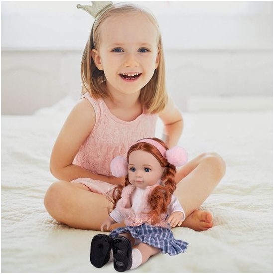 Dětská panenka s culíky Cute Doll 36 cm