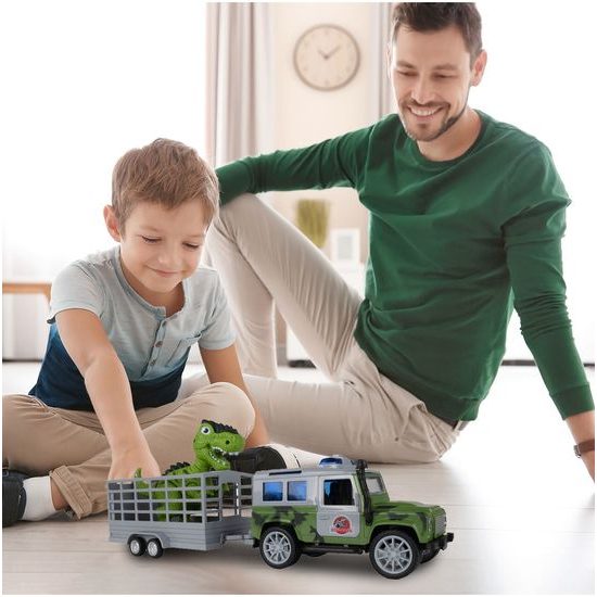 Terénní auto s dinosaurem, světly a zvuky Dino Car 1:20