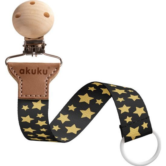 Stuha s klipem na dudlík, zlaté hvězdy