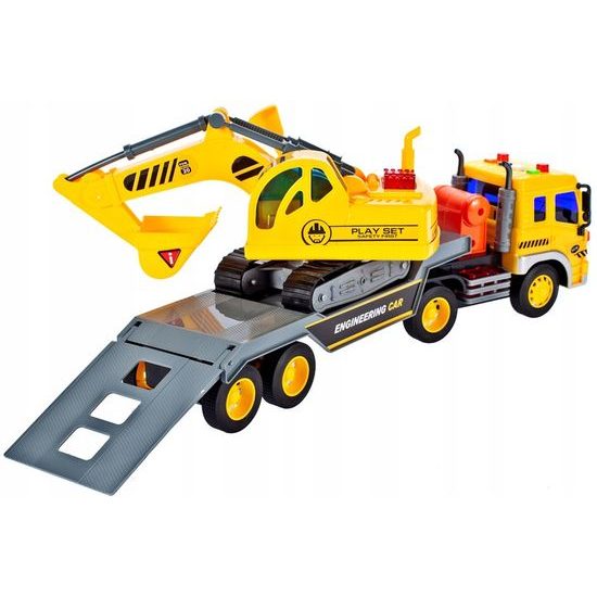 Nákladní auto s bagrem, světly a zvukem pro děti City Builder 1:16