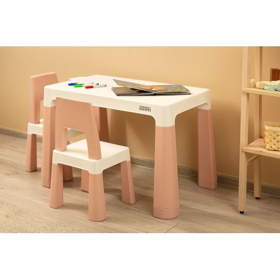 Dětský stůl Monti + 2 židle růžový