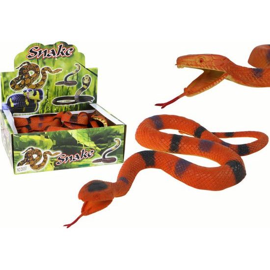 Umělý gumový had s černými a šedými skvrnami