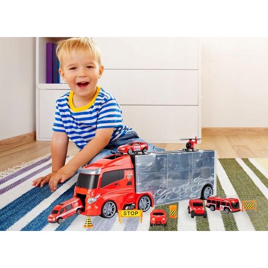 Nákladní auto s autíčky, helikoptérou a skluzavkou Fire Truck II