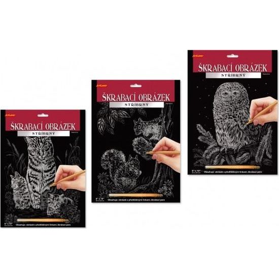 Škrabací obrázek stříbrný A4