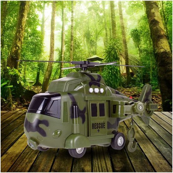 Interaktivní vojenská helikoptéra se světly a zvuky Army Rescue 1:16