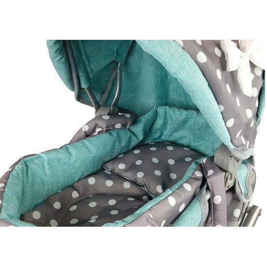 Kočárek pro panenky Alice 9346D kombinovaný šedo-mentolový