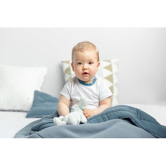 Pletená sada z mušelínu do postýlky a kočárku Sensillo šedá