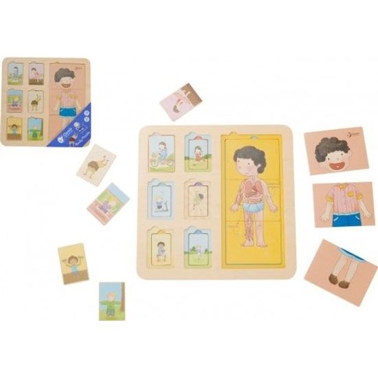 Dřevěné deskové puzzle lidské tělo/sport