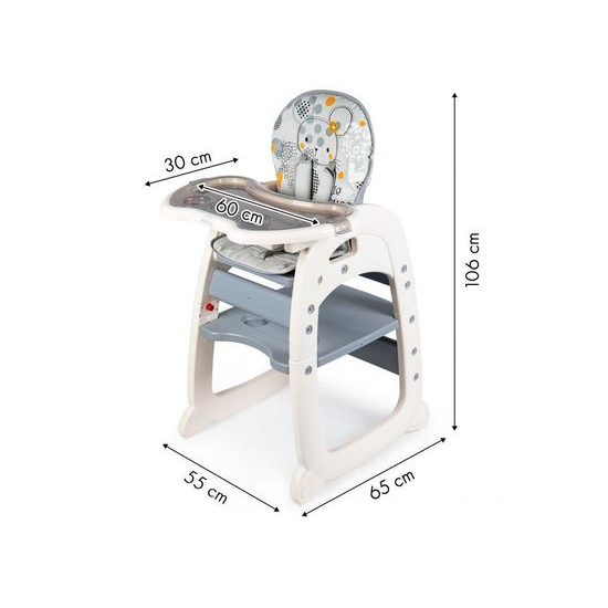 ROZBALENO Ecotoys jídelní židlička 2v1 Myška šedá