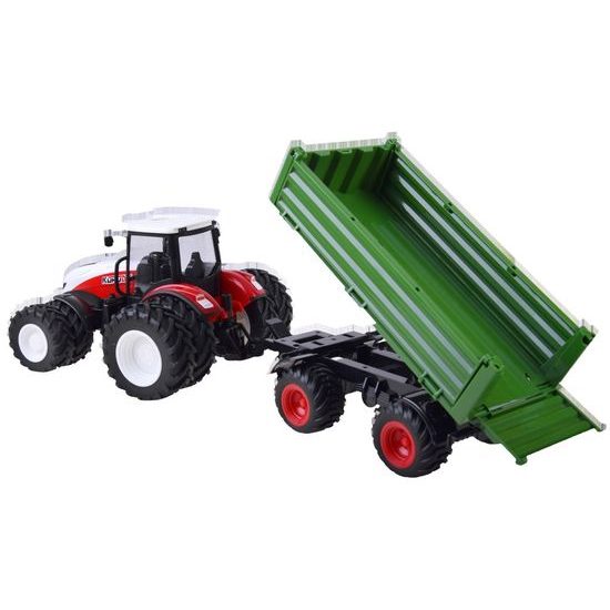 Traktor na dálkové ovládání se zelenou vlečkou Farm Machine 1:24