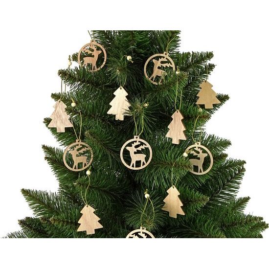 Vánoční dřevěné ozdoby na stromeček - sobi a stromy