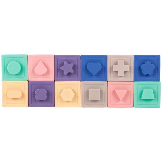Senzorické kostky pro nejmenší Color Building Blocks 12 kusů