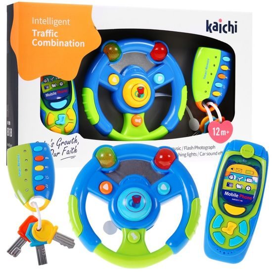 Majlo Toys interaktivní volant s příslušenstvím pro nejmenší se světlem a zvukem Smart Ride