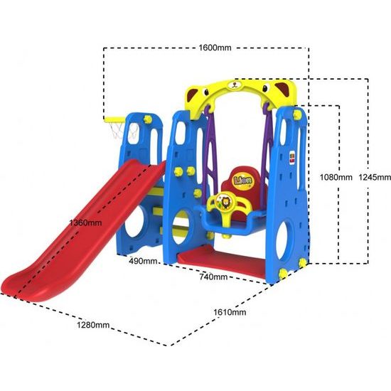 Zahradní skluzavka 3v1 s houpačkou modrá