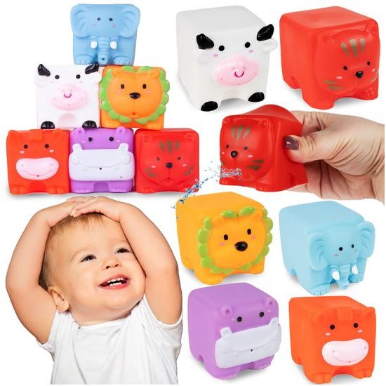 Senzorické kostky se zvířátky pro nejmenší Bath Toys 6 kusů