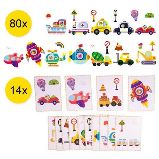 Dřevěná magnetická ukládačka Dopravní prostředky - 94 kusů