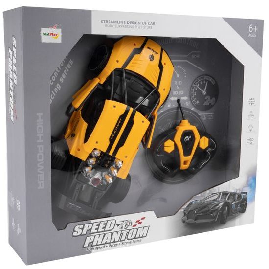 Auto na dálkové ovládání s kouřovým efektem Speed Phantom 1:14 žluté