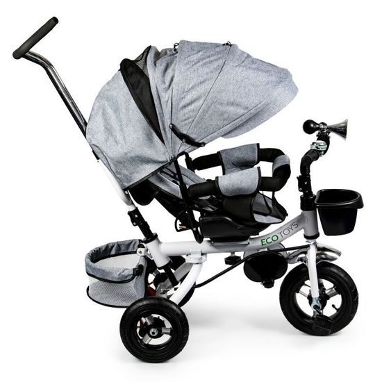 Ecotoys dětská tříkolka s otočným sedadlem a nafukovacími koly Rotage šedá