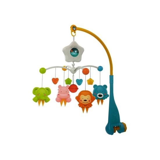 Haunger kolotoč nad postieľku s projektorom Space Travel modrý