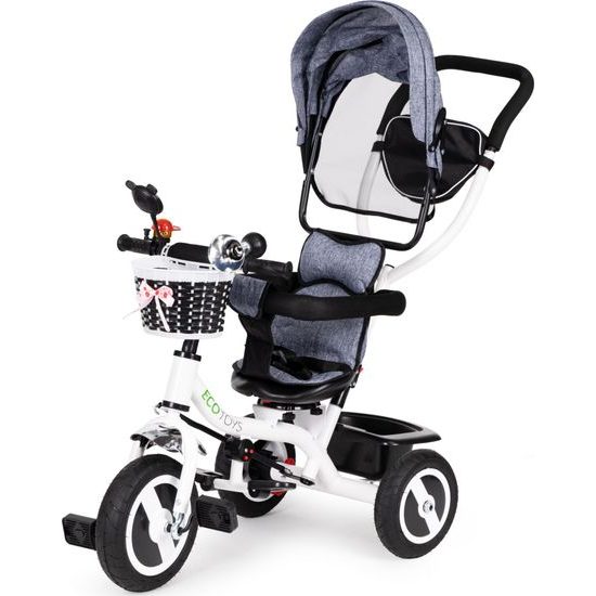 Ecotoys dětská tříkolka s otočným sedadlem šedá - gumová kola