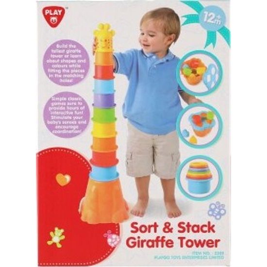 Vkládačka + kubus pyramida žirafa 2v1