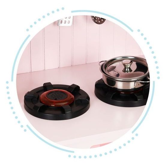 Ecotoys dětská dřevěná kuchyňka s příslušenstvím Domeček - růžová