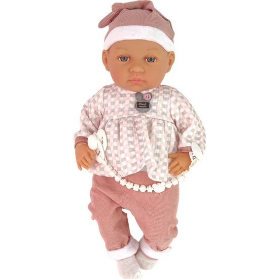 Panenka miminko v růžovém oblečku s dudlíkem a dečkou - 46cm