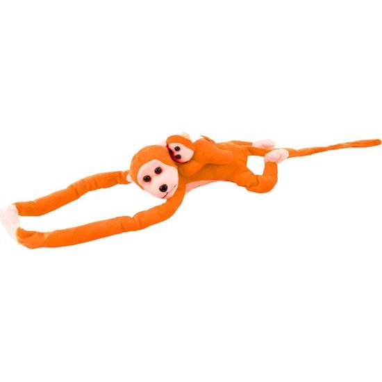 Plyšová opice s miminkem oranžová 90 cm